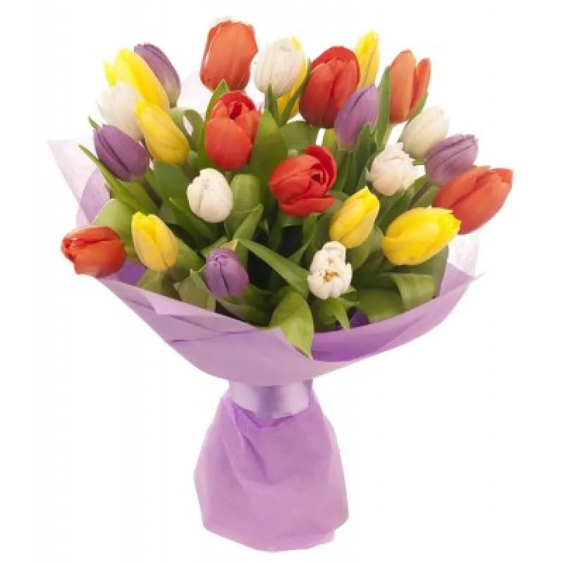 Букет из 21 тюльпана в Фетре, доставка Высокий Колок